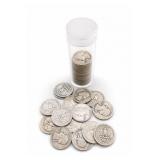 Roll of Mixed Washington Silver Quarters