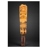 Hand-Carved Wooden Tiki-Style Handle or Club