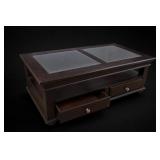 Wood Glass-Top Display Coffee Table