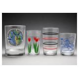 Lot of Decorated Glass Tumblers