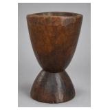 Hand-Carved Tribal Wooden Grain Mortar
