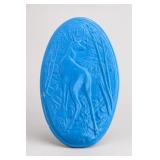 Blue Chalkware Deer Relief Wall Plaque
