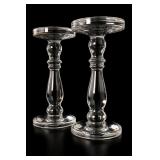 Lot of Clear Glass Candlesticks