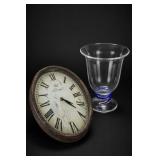 Lot of Paris Wall Clock and Glass Vase