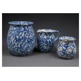 Blue-and-White Spongeware Pottery Group Marshall