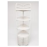 White Wicker Corner Shelving Unit