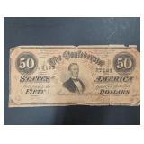 Confederate States of America 1864 $50 T-66 Note