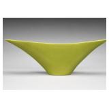 Lime-Green Ceramic Boat-Form Vessel