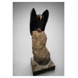 Vulture Sculpture on Stump Base (Shells)
