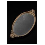 Ornate Gold-Tone Oval Mirror/Tray