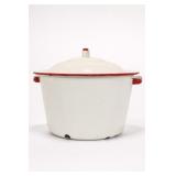 Unmarked White Enamelware Pot with Lid