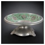 Silver-Tone Floral Pedestal Bowl