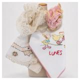 Lot of Embroided and Lace Items inside Frame