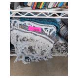 Lot of Striped Woven Fringed Textiles