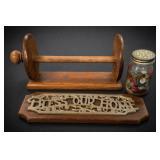 Wooden Rack, BLESS OUR HOME Plaque & Button Jar