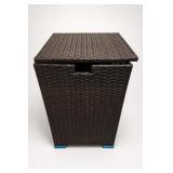 Dark Brown Woven Hamper with Hinged Lid