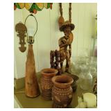 Cypress knee lamp & wood items