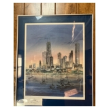 Signed watercolor "Chicago Night" by Pat Coffman Huss
