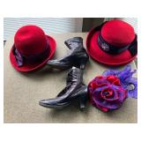 Red hats, late 19th-century black leather boots