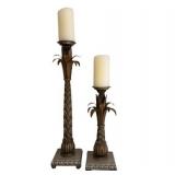 Hollywood Regency / British Colonial / Palm Beach Pillar CandleHollywood Regency / Bri Holders, Pair