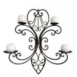 Wrought Iron Wall-Mounted 4-Arm Candle Sconce