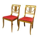 Regency Style Gilt-wood Side Chairs with Lyre-Form Splat