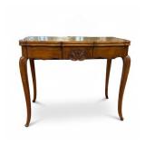 French Louis XV Style Walnut Leather Top Writing or Gaming Table