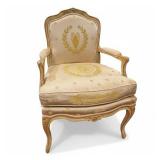 Louis XV Style Damask Upholstered Fauteuil