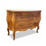 Italian Louis XV Style Carved Walnut Bombé Commode, 19th/Early 20th Century