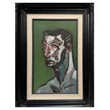 Mid Century Male Portrait, Unsigned, Acrylic on Canvas