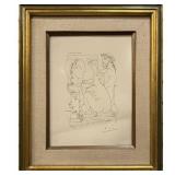 Sculpteur avec Coupe et Modèle accroupi, Picasso Lithograph