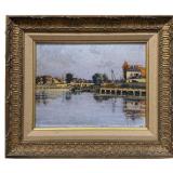 Luigi Michaeli, Riverside Landscape, Oil on Board, 1932