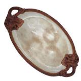 Ellen Evans Terrafirma Platter, Grape Vine Handles, Signed