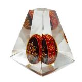 Lucite Prism Paperweight with a Ukrainian Pysanka, Vintage