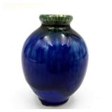 Ceramic Asahi Pottery Miniature Vessel Vase, Cobalt Blue Glaze