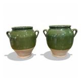 French Confit Pots with Green Glaze from the 19th Century Pair (2)