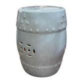 Asian Inspired Ceramic Garden Stool, Double Coin 