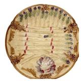 19th C Onnaing, French Majolica Asparagus Plate