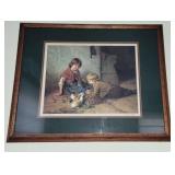 Vintage 1980 Felix Schlesinger "Feeding the Rabbits"