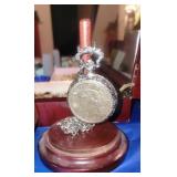 Vintage American Historic Society Pocketwatch  1923 Liberty Dollar w/Display Case