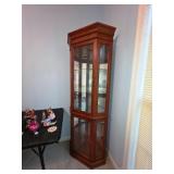 Lighted Oak Curio Cabinet