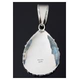 Navajo Betty Tom Turquoise Cluster Sterling Silver Teardrop Pendant Native American Jewelry