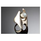 Georg Jensen Henning Koppel #139 Moonstone Ring Sterling Silver Danish Modern