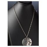 Hopi Benjamin Tzunie Jr. Silver Overlay Kachina Pendant Necklace Native American