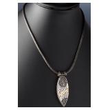 Samuel Benham Sterling Silver 14K Gold Bali Pendant Necklace 17" 48.8g