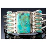 Tommy Lowe Navajo Sterling Silver Turquoise Cuff Bracelet, Size 6.5