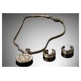 Effy BH Sterling Silver 18K Gold Accent Pebble Necklace Pendant Earrings Set