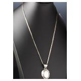 Navajo John Silversmith MOP Sterling Silver Pendant 5-Strand Liquid Silver Necklace