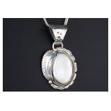 Navajo John Silversmith MOP Sterling Silver Pendant 5-Strand Liquid Silver Necklace