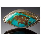 Native American Turquoise Sterling Silver Ring, Adjustable Sz 8-10, Signed AF